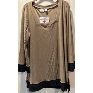 Women With Control Plus Size Tunic Top Brown & Black 1X
